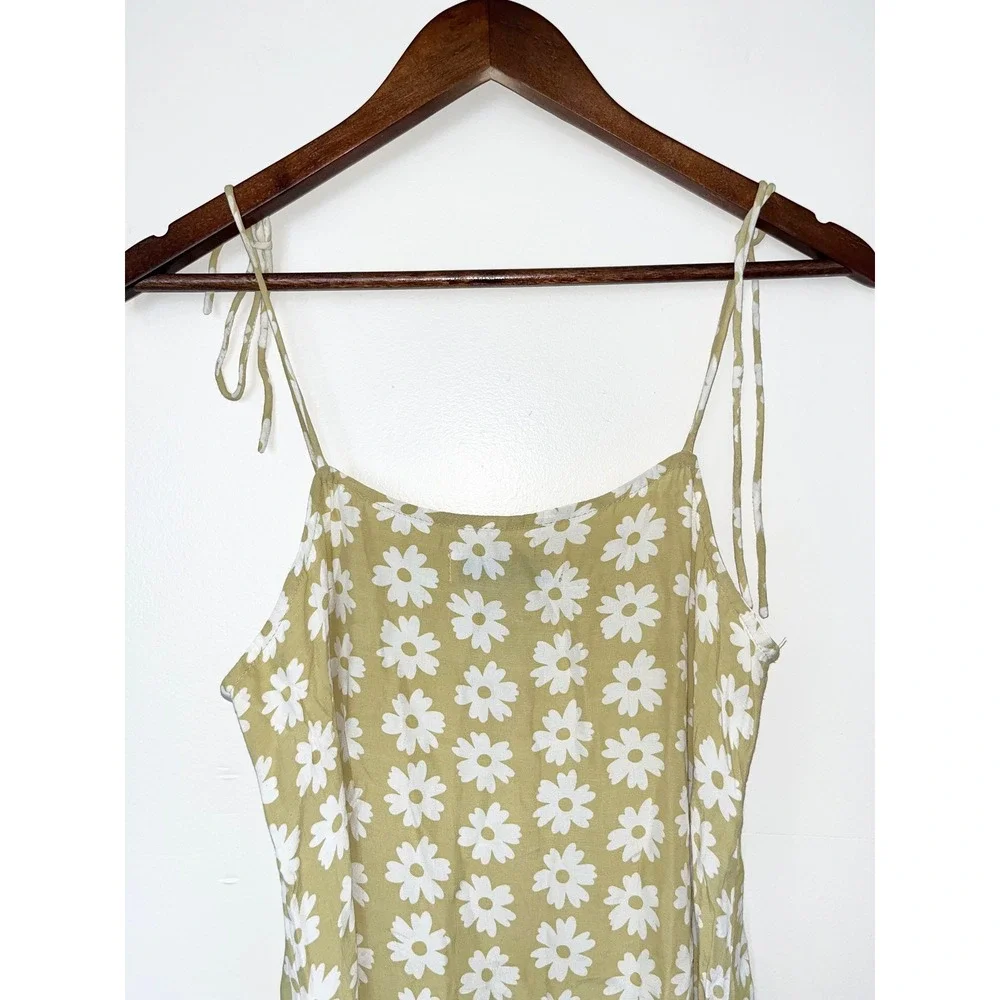Anthropologie Faithfull the Brand Arrieta Daisy Midi Slit Dress Tie Strap Size 4